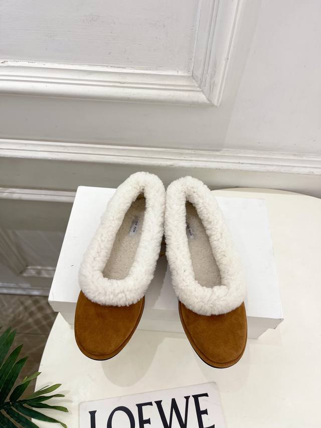 The Row 2025 Autumn/Winter New Arrival Tr Retro Low-Cut Slip-On Furry Shoes Tr,