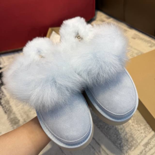 Ugg25 Newest Titscourt "Long Hair" Slippers Newest Closed-Toe Thick-Soled Slippe