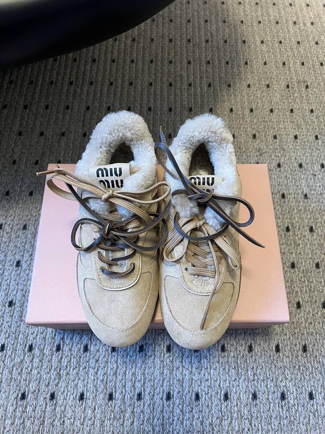 Miu Mi* Autumn/Winter New Fleece-Lined Forrest Gump Shoes Casual German Training