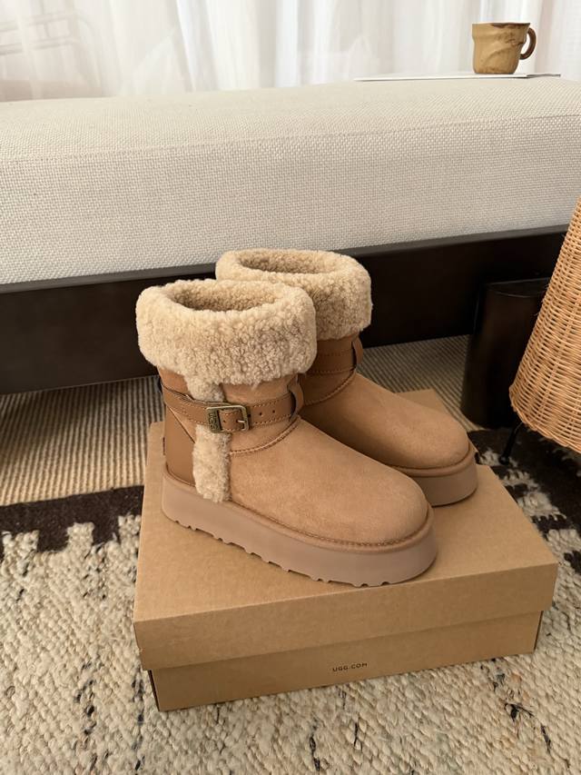 Curly Fur Platform Riding Boots (Low-Heel) Super stylish riding snow boots 3cm