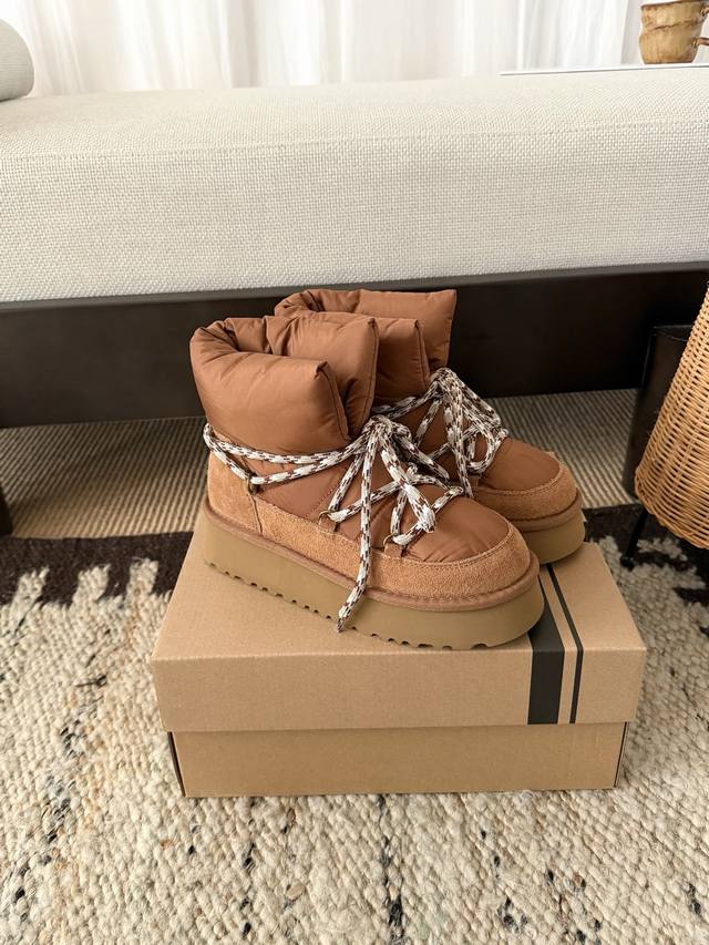 Ug . Korean Style Down Lace-up Bread Boots Korean Chic Ins Blogger's Style Final