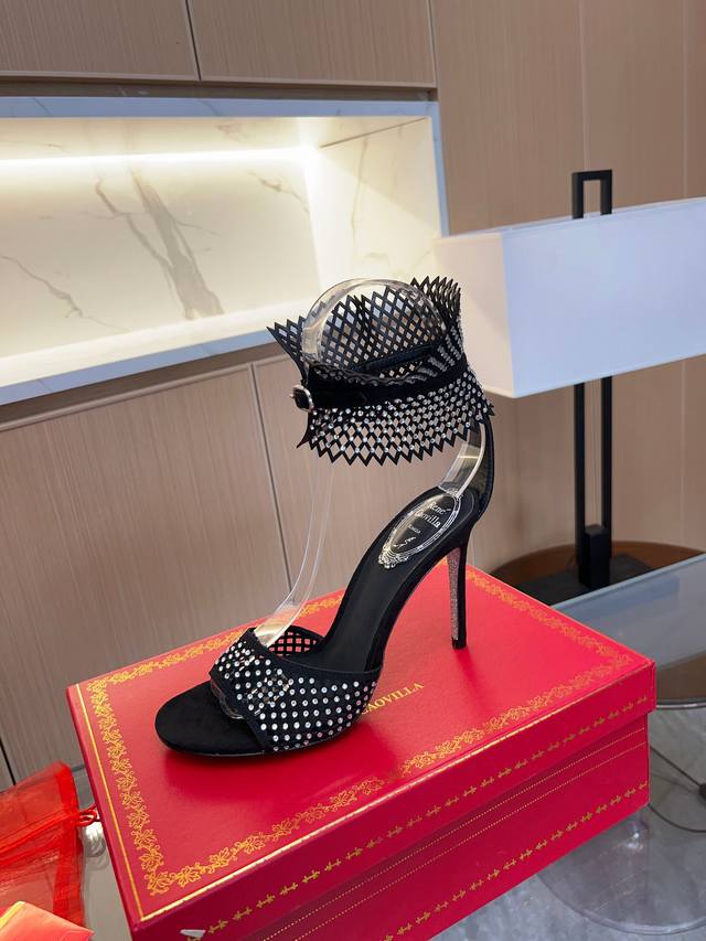 Rene Caovilla's latest Rc high-heeled sandals, heavily embellished with Rc cryst
