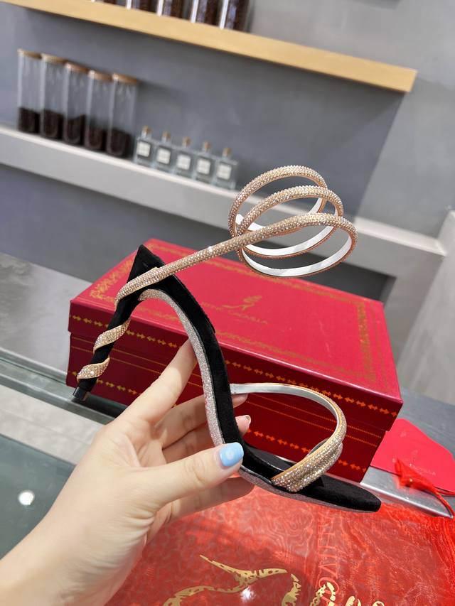 RC Heavy-duty Rc snake-patterned Cleo series, crystal-wrapped anklet high-heeled