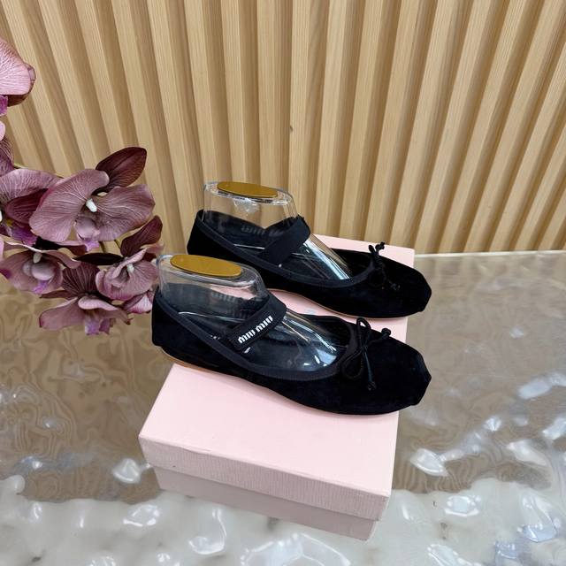 New Miu Miu Bow Ballet Flat Slippers Series - Miu Miu Single Shoes