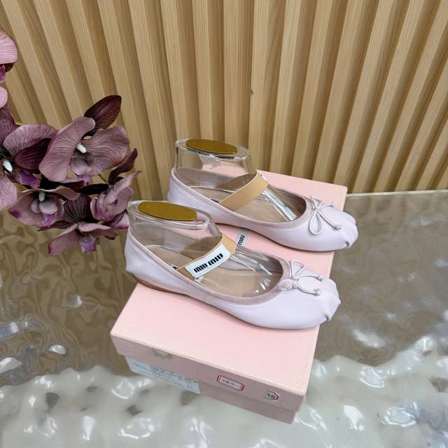 New Miu Miu Bow Ballet Flat Slippers Series - Miu Miu Single Shoes