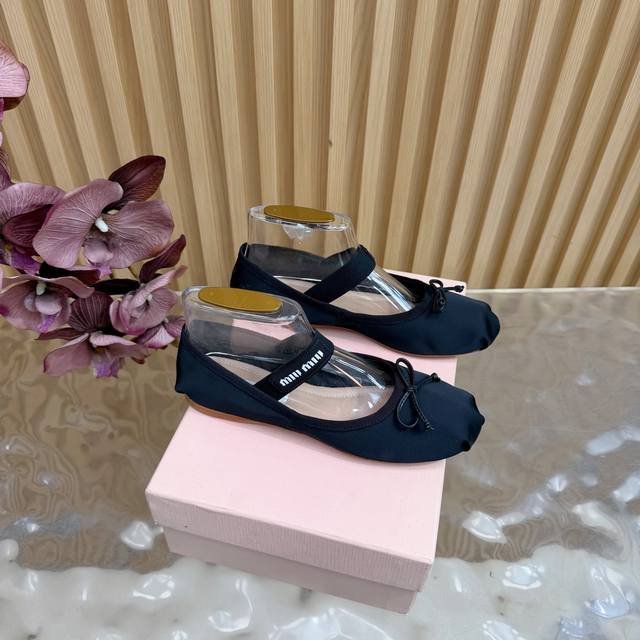 New Miu Miu Bow Ballet Flat Slippers Series - Miu Miu Single Shoes