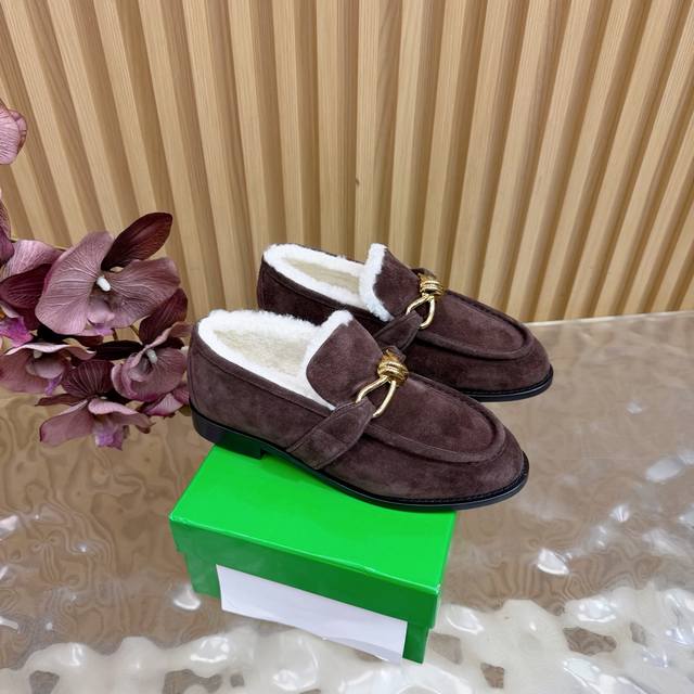 Top-tier version Bv loafers, single shoes, half-slippers series Metal cable heel