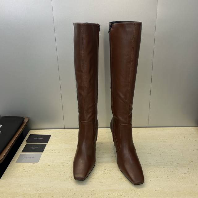Factory Price Saint Laurent 2025 Fall/Winter New Square Toe Over-the-Knee Rider