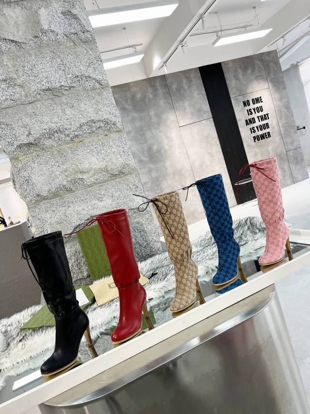 2025 Gucci latest style Heel height 8.5cm, boot shaft height 40cm, thigh circumf
