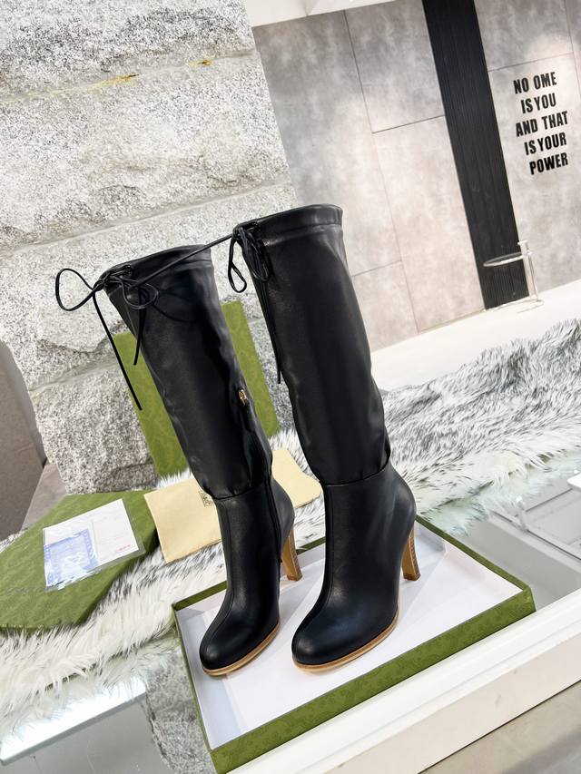2025 Gucci latest style Heel height 8.5cm, boot shaft height 40cm, thigh circumf