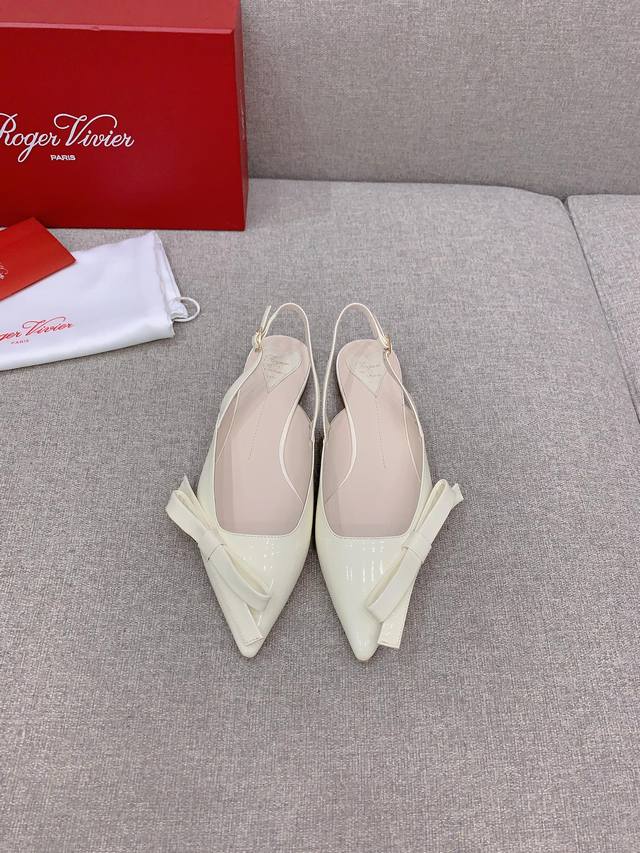 Factory Price p Roger Vivie* New Bow-Tie Flat Backless Shoes Elegant and Exquis