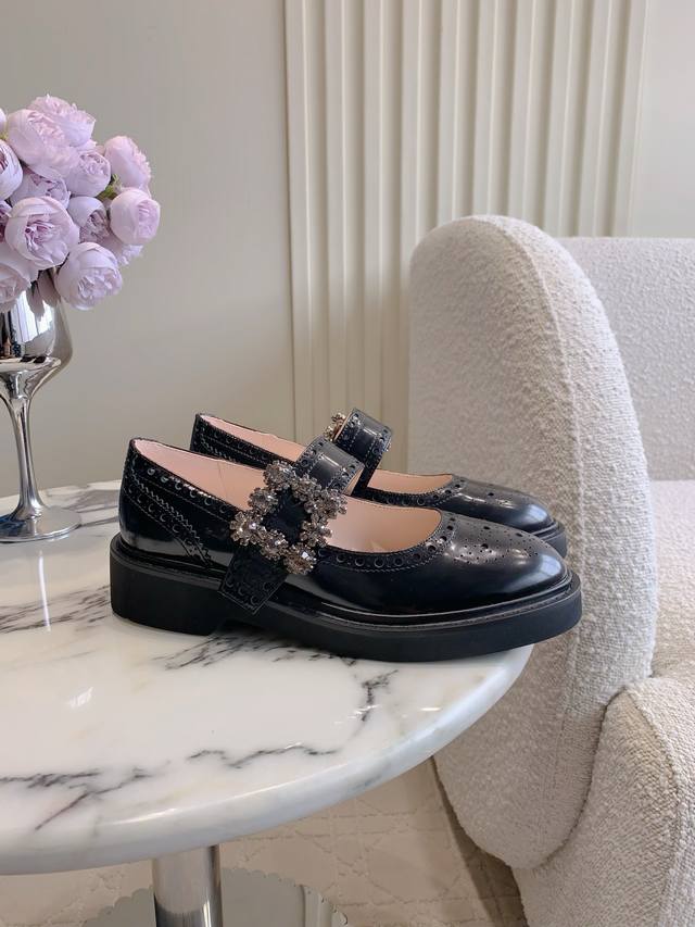 Factory Price p Roger Vivie* New Baroque Rhinestone Buckle Mary Jane Shoes Retr