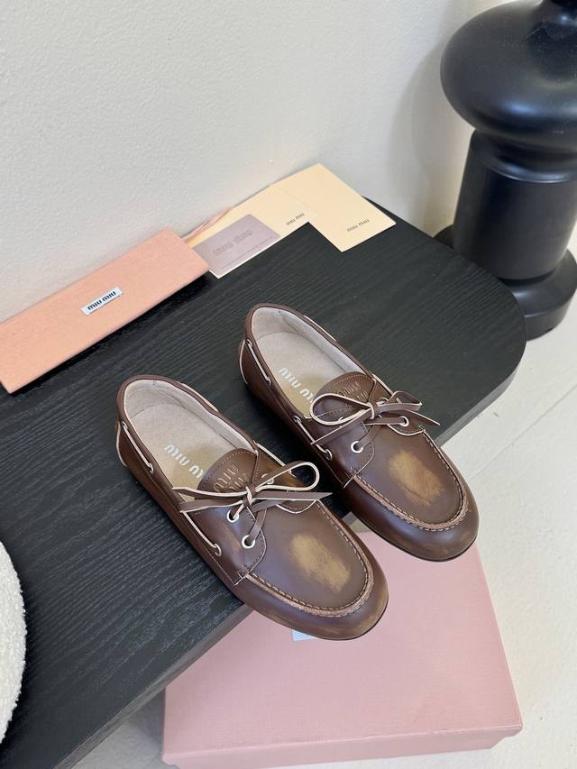Leather Miu Miu 25Ss Spring/Summer Brogue Ballet Loafers These brogues feature