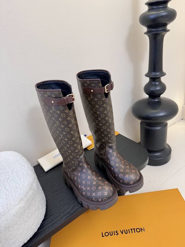 25Fw Autumn/Winter New Louis Vuitton LV Beaubourg High Boots Monogram Canvas Pen