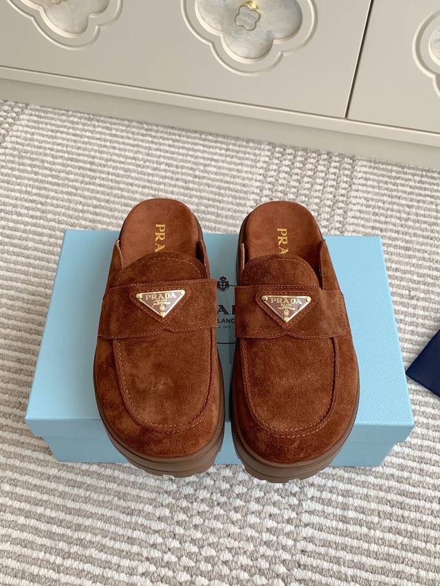 Factory Price (pp): Prada Early Spring New Triangle Logo Thick-Soled Birkenstoc