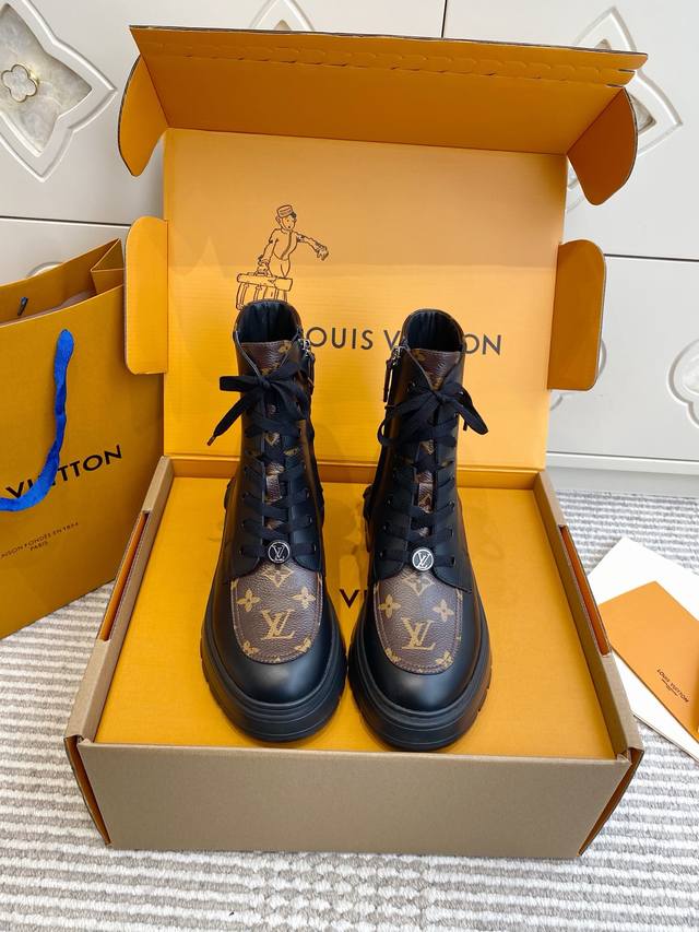 Original Box Packaging Louis Vuitto*New Leather Chelsea Boots, Lv Lace-up Dr. Ma