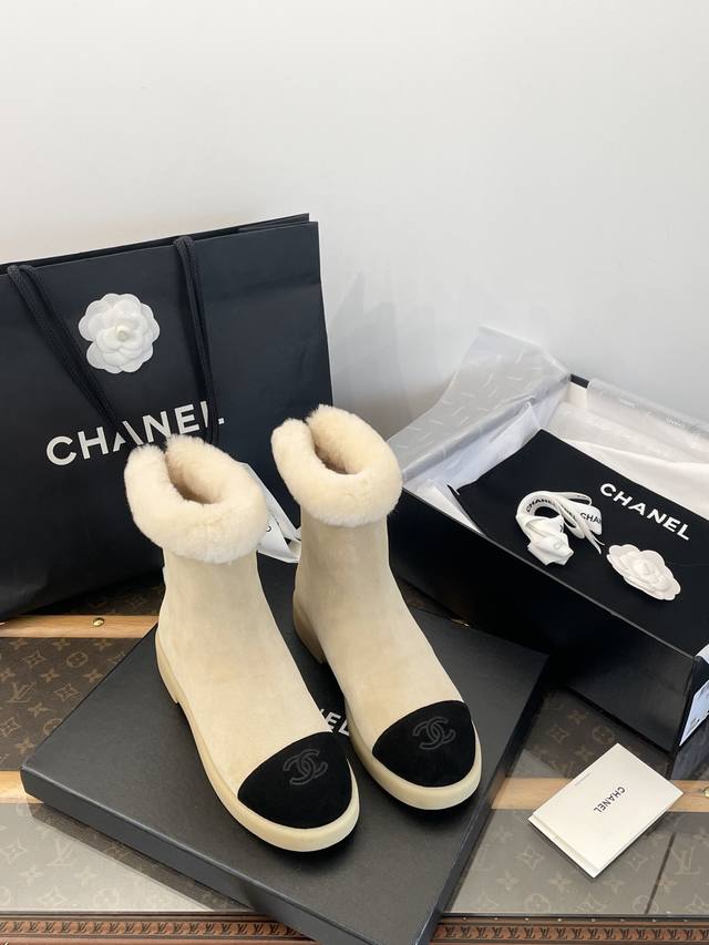 Dongguan Made * Chanel Autumn/Winter Suede Sheep Fur Snow Boots/Ankle Boots Top