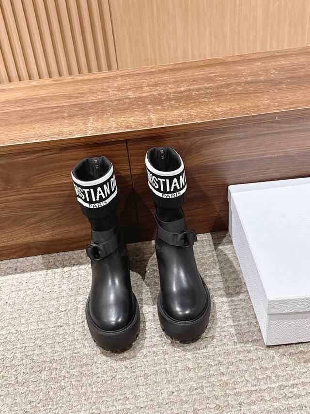 Dior New Sock Boots, Ankle Boots, Stretch Knee-High Boots The boot body combines