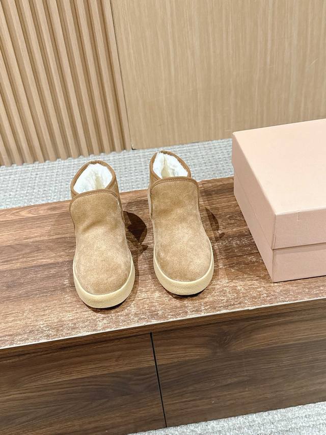 Miu Miu Autumn/Winter Retro Warm Thick-Soled Snow Boots/Ankle Boots The heel-co