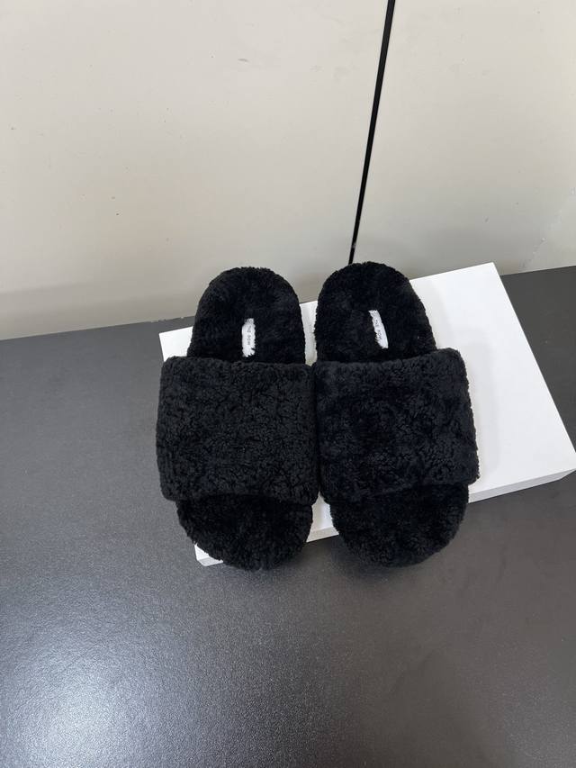 The Row New Lambswool Slippers Autumn/Winter Fashionable and Versatile Casual Tr