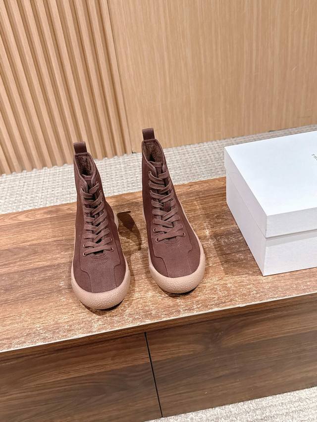 Dongguan-made The Row Autumn/Winter New Linen Canvas Shoes, High-Top Lace-up St