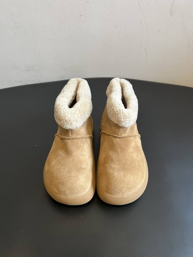 Top Quality Ug*Round Toe Plush Short Boots Round toe "potato-shaped" upper + plu
