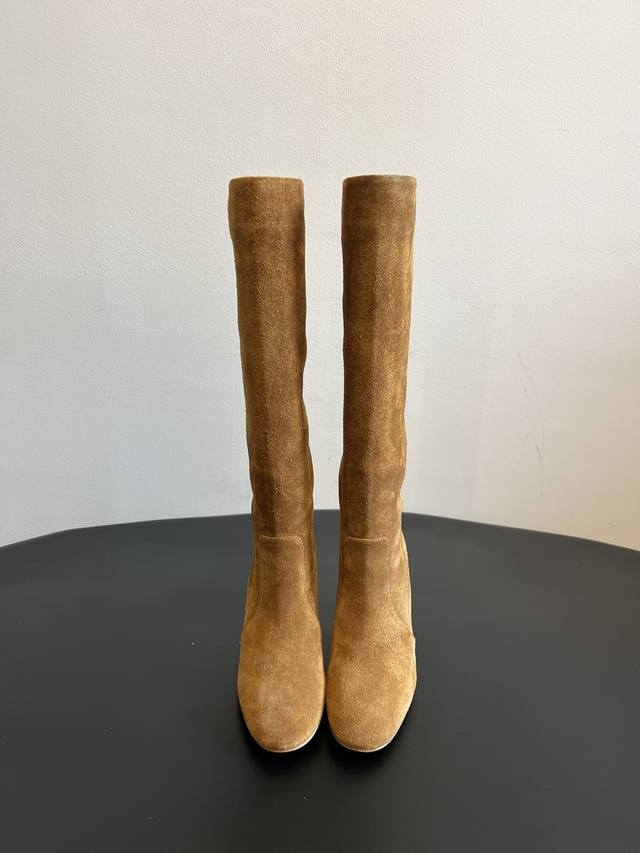 Gianvito Ross* Retro Suede High-Heeled Slouch Boots Made of suede, these boots h