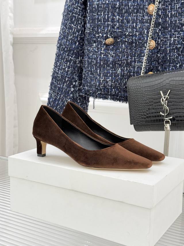 Factory Price The Row 25Wf New Retro Square Toe Kitten Heel High Heels Based on