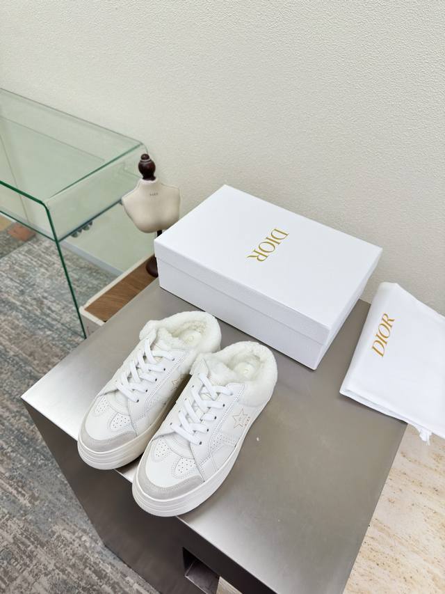 Dior Thick-Soled Wool Slip-On Sneakers Original Version White with White Outsol