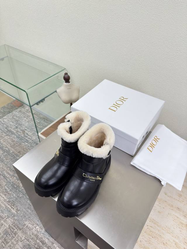 Dior slip-on wool ankle boots Original version Tumbled leather black with black