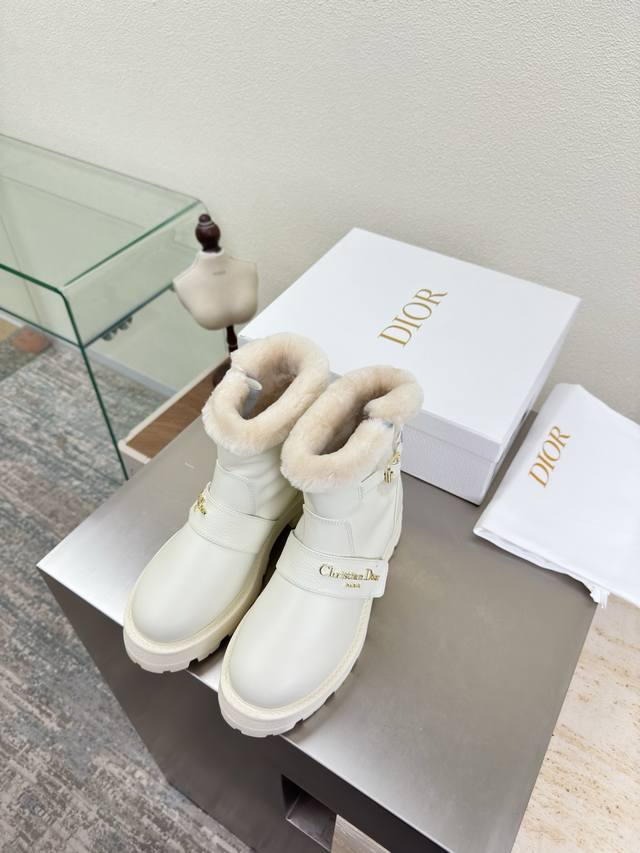 Dior slip-on wool ankle boots Original version White with white sole, top-grain