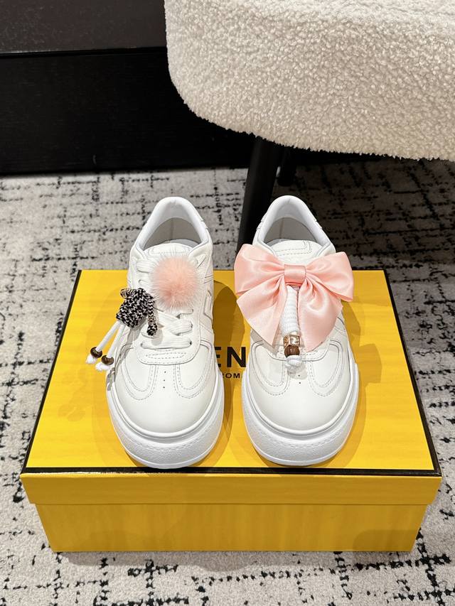 Top-tier version Fendi 25 Match platform sneakers, biscuit shoes, bread shoes, t