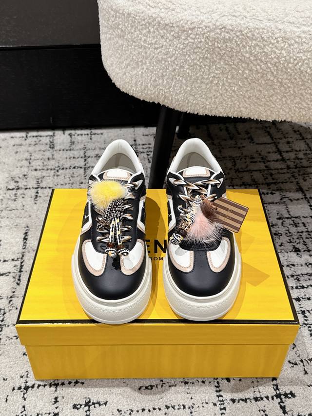 Top-tier version Fendi 25 Match platform sneakers, biscuit shoes, bread shoes, t