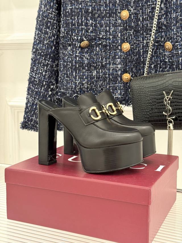 Factory Price Gucci 25Wf New Platform Horsebit High-Heeled Mules Inheriting the