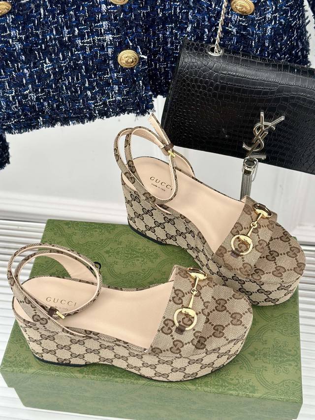 Factory Price Gucc*Spring/Summer New Arrival Runway Horsebit Monogram Platform S