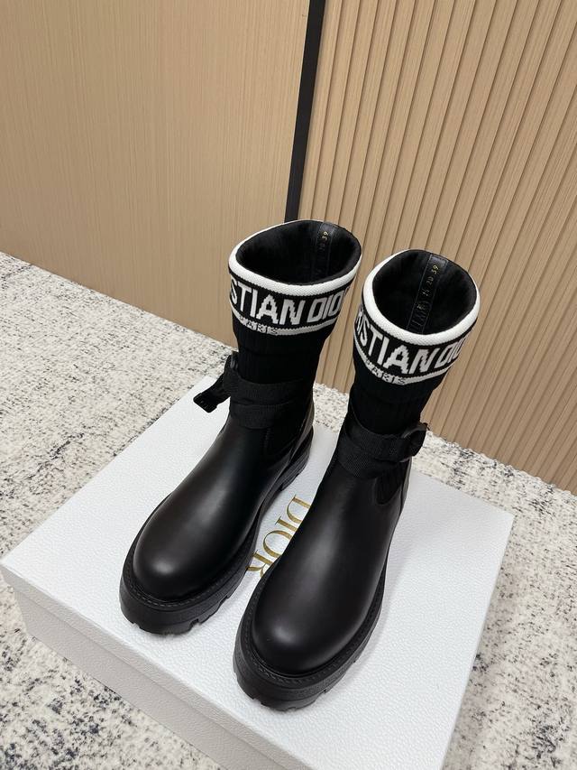 Top Version: Dior New Sock Boots Ankle Boots Stretch Knee-High Boots The boot bo