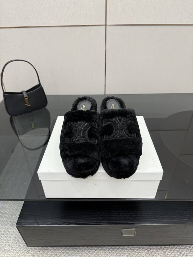 Factory Price Celine 25Wf Arc de Triomphe Platform High-Heeled Fur Sandals Step