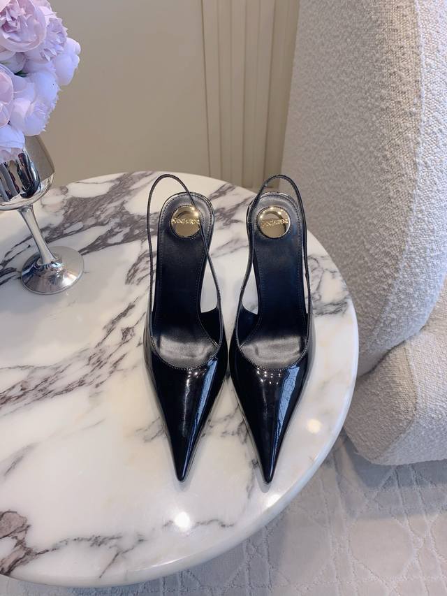Factory Price p Saint Laurent* YSL New High-Heeled Pointed-Toe Open-Back Shoes