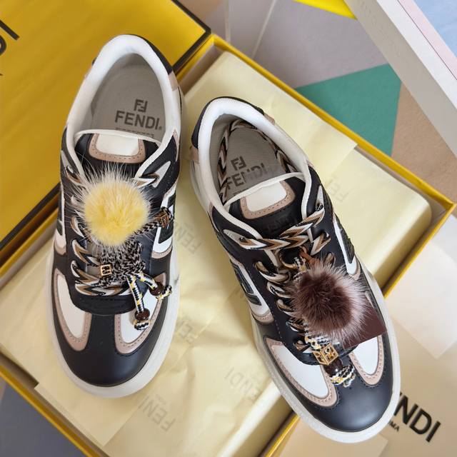 Top-tier version: Women's Fendi Match series platform casual sneakers with small