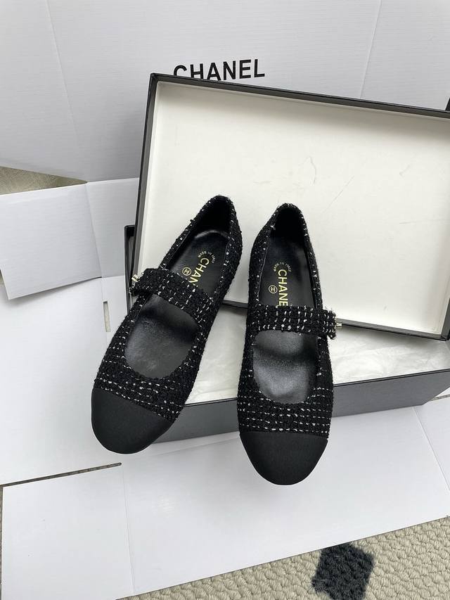 Airplane Box 10 Chanel 25Ss Summer New Style One-Strap Flat Mary Jane Shoes Bout