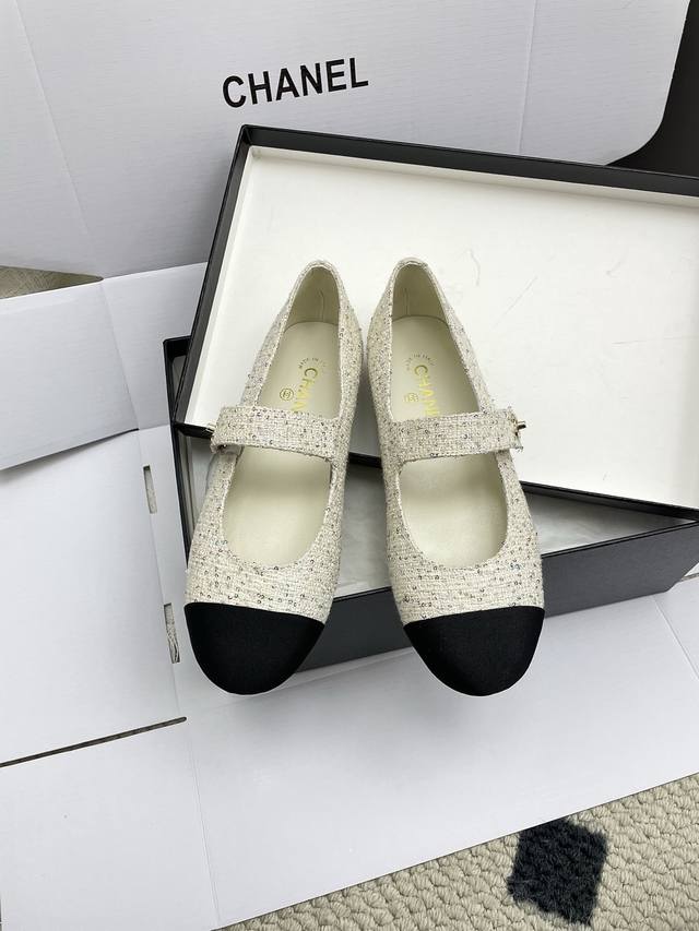 Airplane Box 10 Chanel 25Ss Summer New Style One-Strap Flat Mary Jane Shoes Bout
