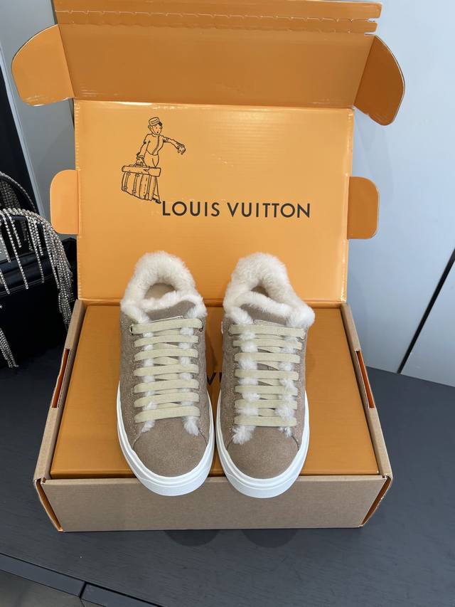 Louis Vuitton Time Out Casual Sneakers, White Sneakers with Fleece Lining This T