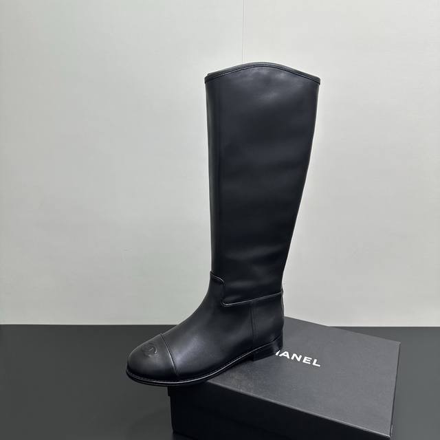 25Ss Autumn/Winter New Chanel Double C Riding Boots, Back Zipper Long Boots, Hig