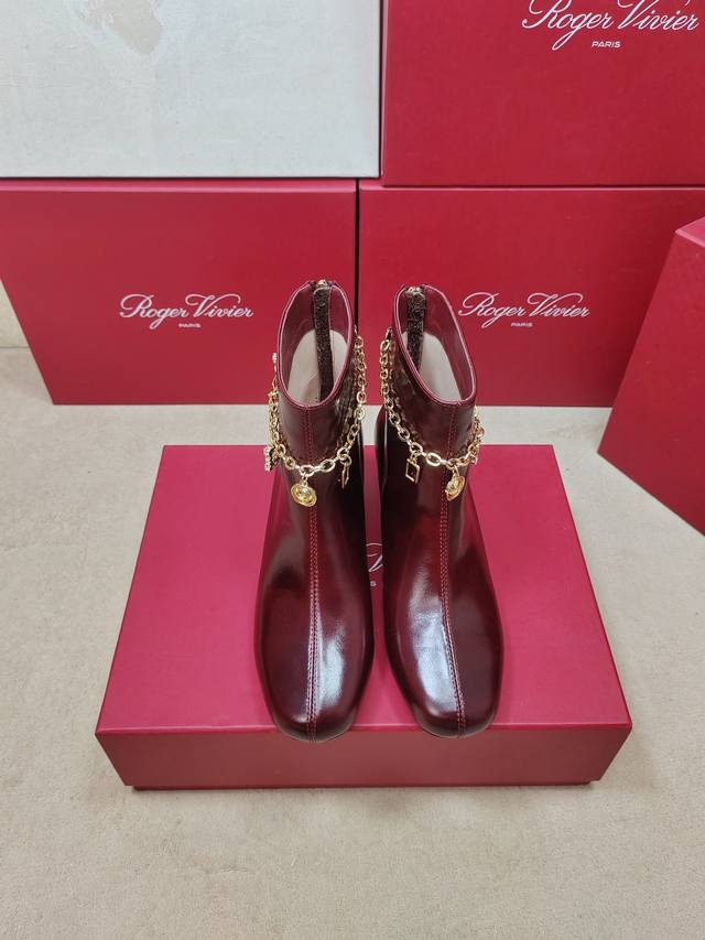 225 New Viv Run Series Rhinestone Chain Mid-Heel Ankle Boots - Top-Tier Arrival!