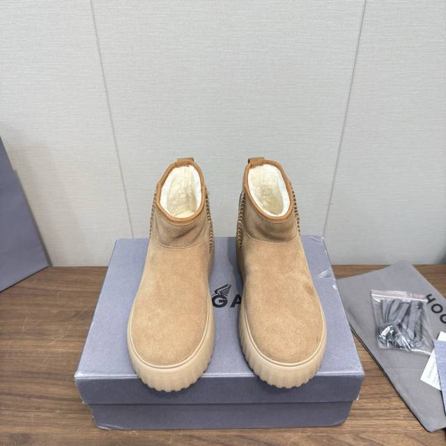 Hogan 2025 Fall/Winter Thick-Soled Cotton Boots, Snow Boots, Wool Warmth High Ve