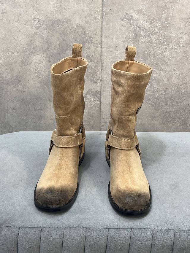 Factory Direct Unfolio Autumn/Winter New Style Belt Buckle Round Toe Ankle Boot