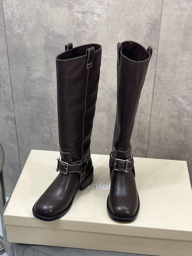 Factory Direct Unfolio Autumn/Winter New Style Belt Buckle Round Toe Straight B