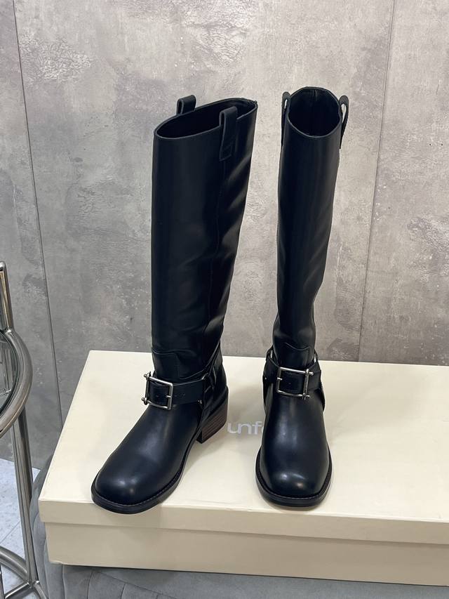 Factory Direct Unfolio Autumn/Winter New Style Belt Buckle Round Toe Straight B