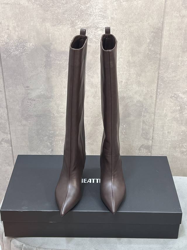 Theattico Autumn/Winter Pointed Toe Kitten Heel Long Boots/Wide Boots Top-tier v