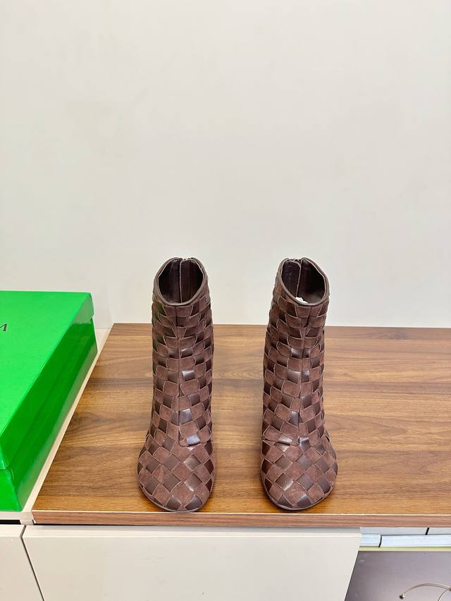 Bottega Veneta Bv Atomic Series Woven High-Heeled Ankle Boots These round-toe, w